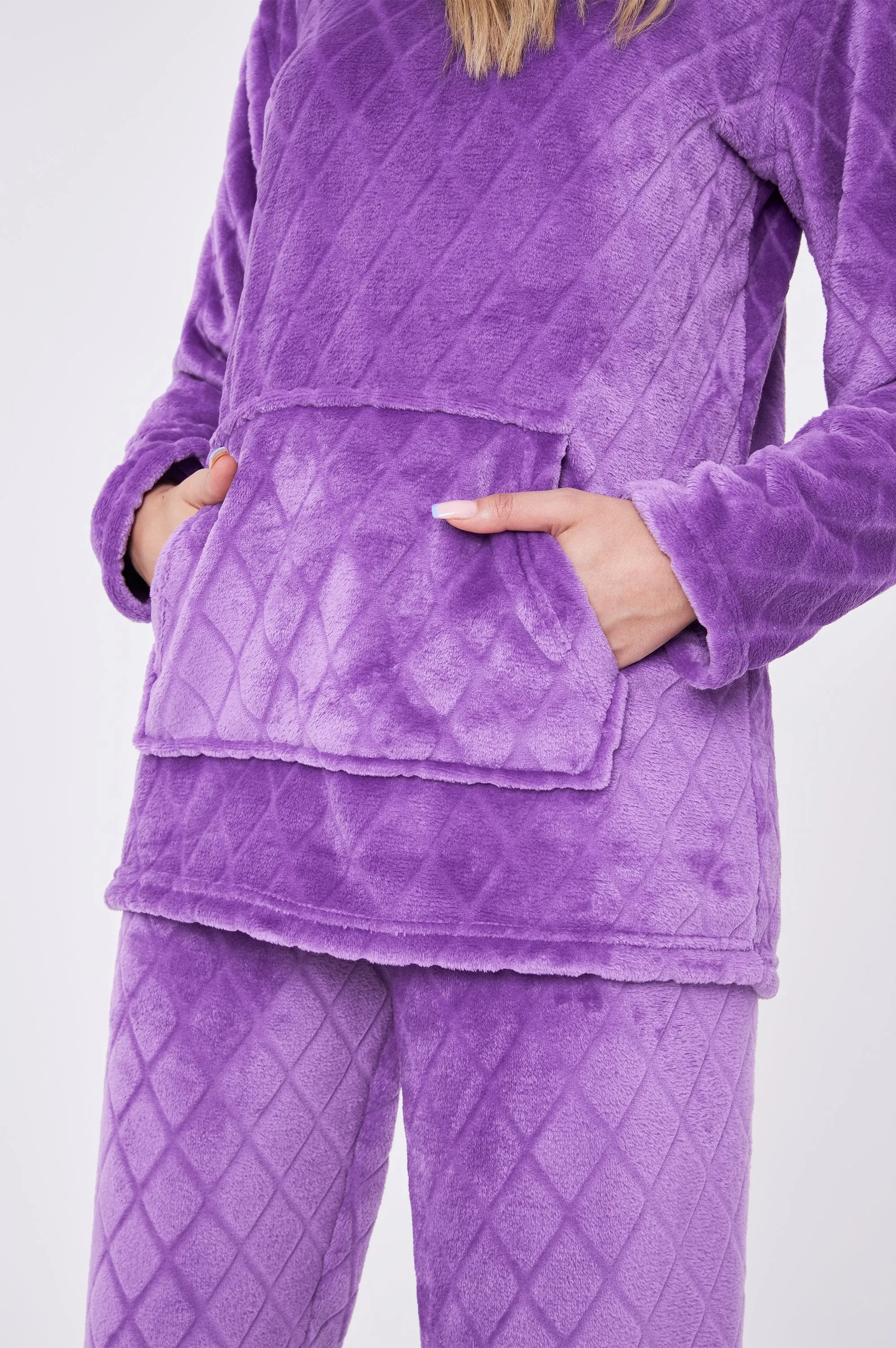 CityComfort Pyjamas Set for Women and Teens Fleece Hooded Long PJs Warm Loungewear Fluffy Nightwear Soft Cosy Sleepwear Gifts for Her