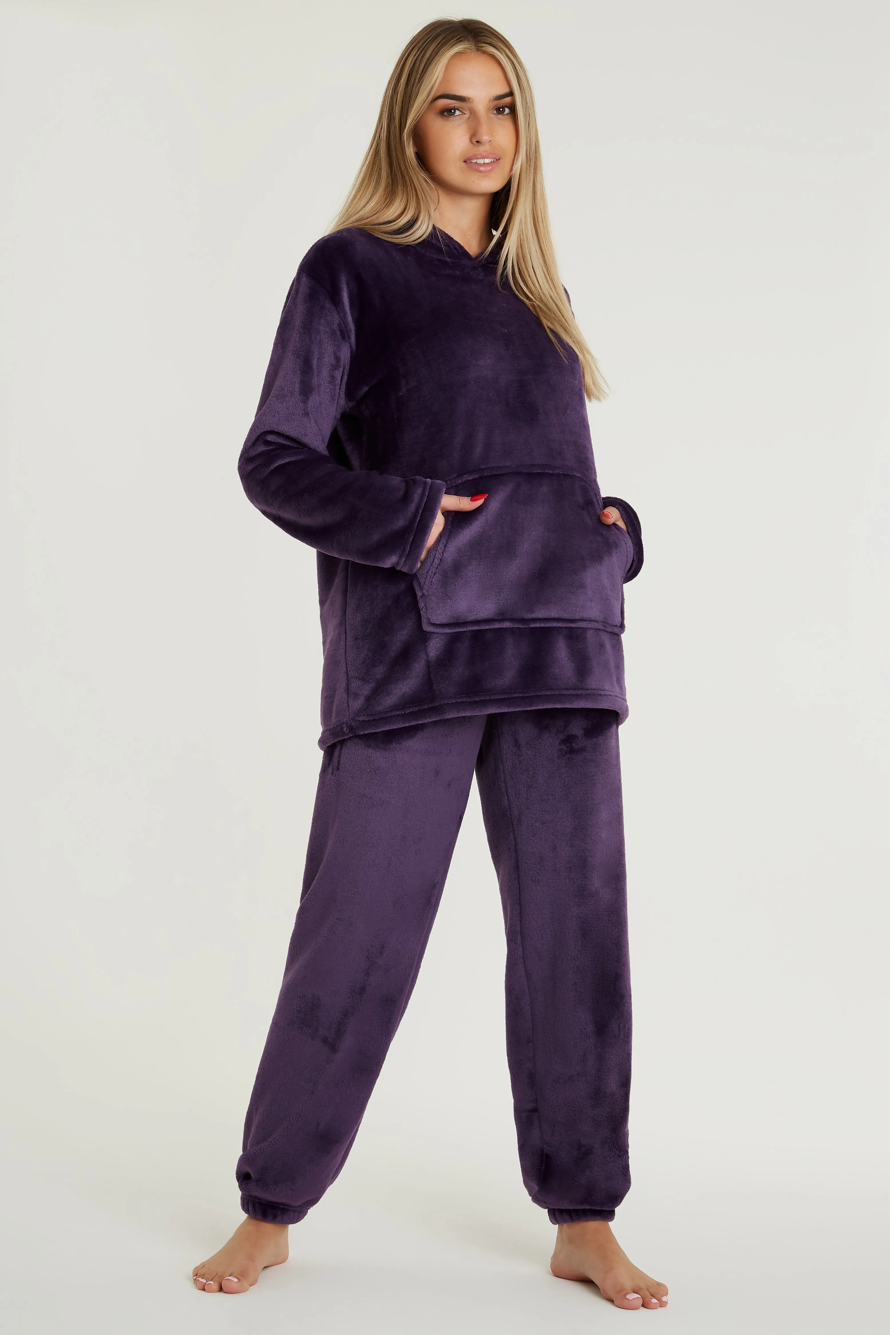 CityComfort Pyjamas Set for Women and Teens Fleece Hooded Long PJs Warm Loungewear Fluffy Nightwear Soft Cosy Sleepwear Gifts for Her