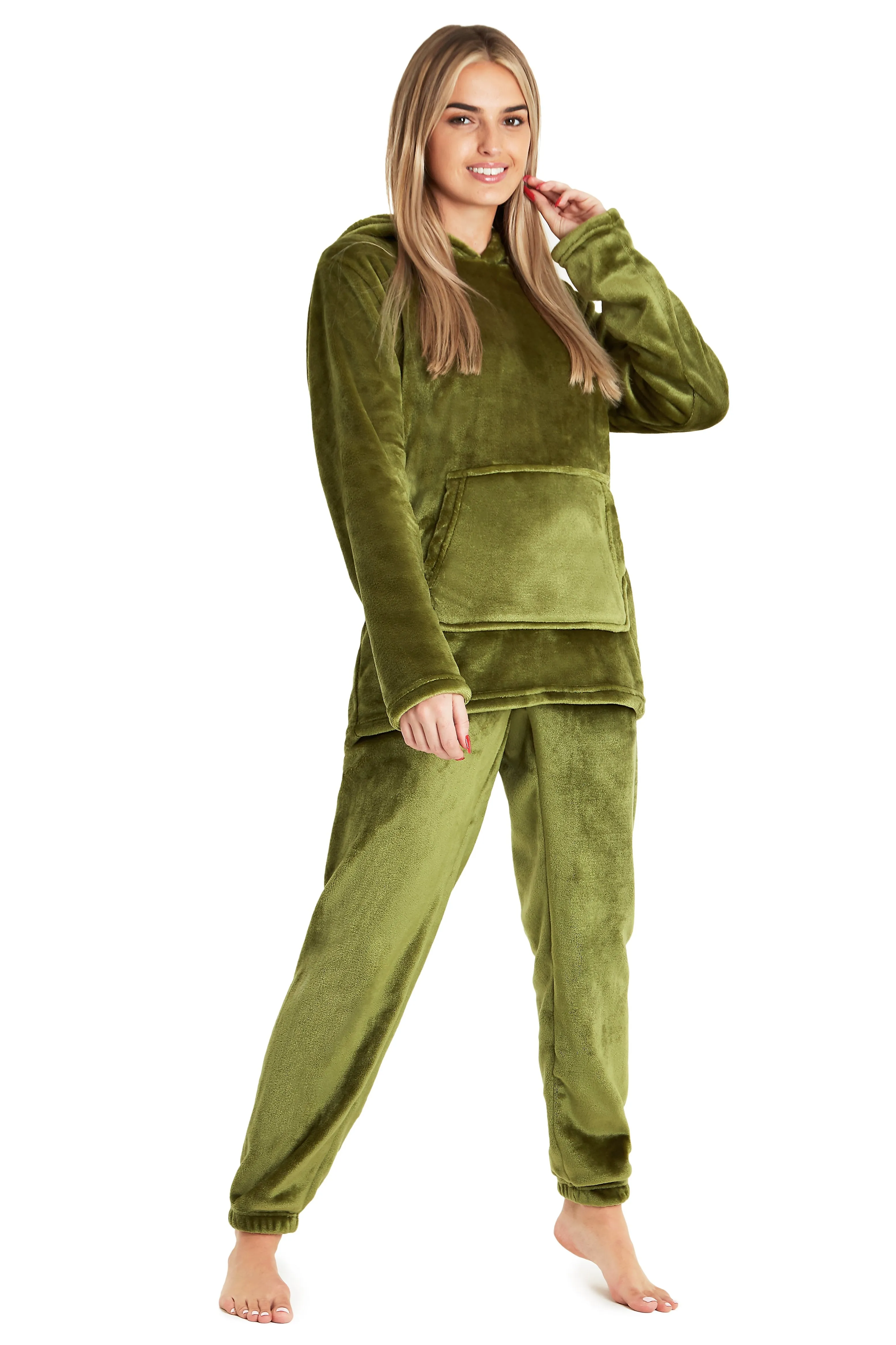 CityComfort Pyjamas Set for Women and Teens Fleece Hooded Long PJs Warm Loungewear Fluffy Nightwear Soft Cosy Sleepwear Gifts for Her