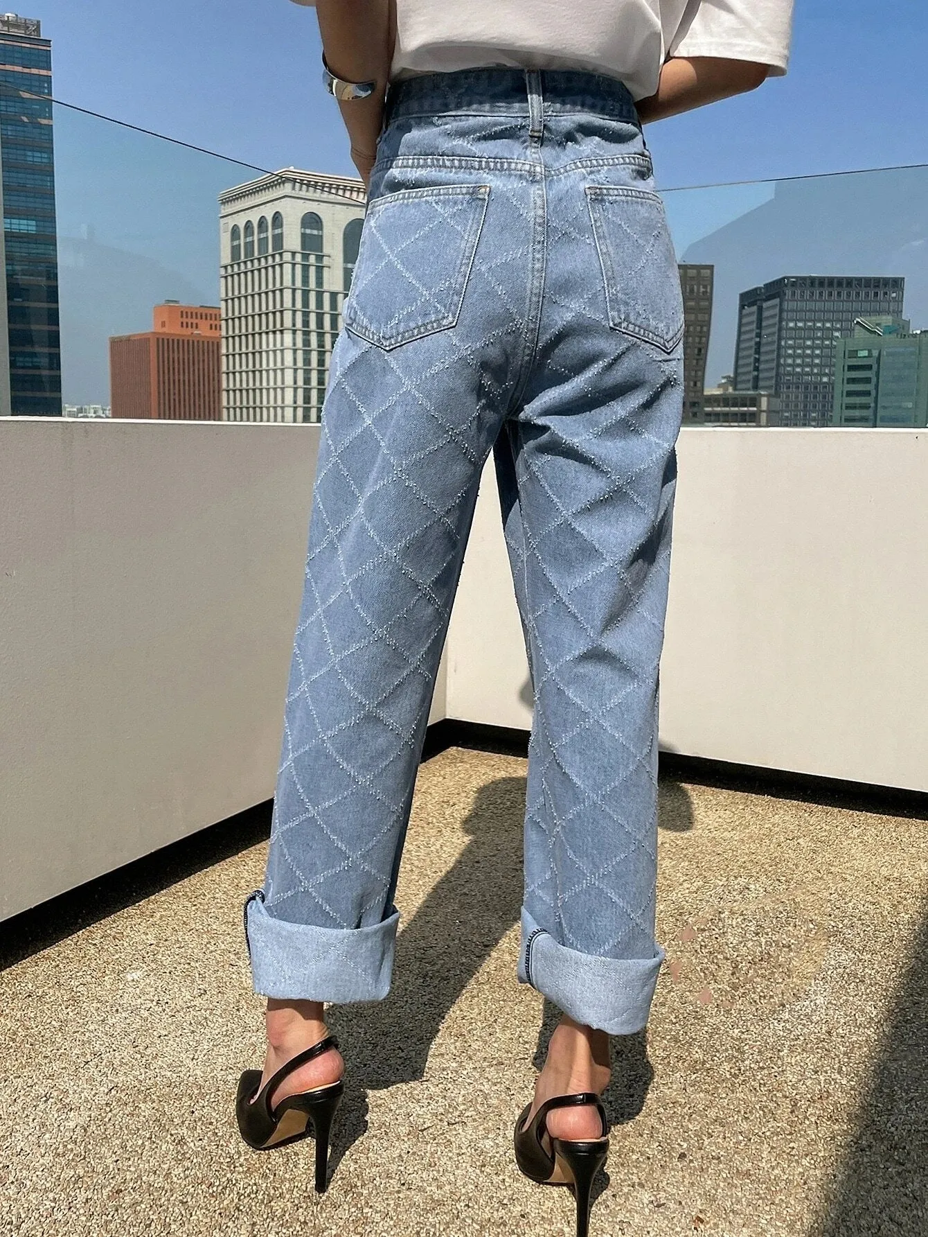 CM-BS182423 Women Preppy Seoul Style Light Wash Slant Pocket Zip Fly Jeans
