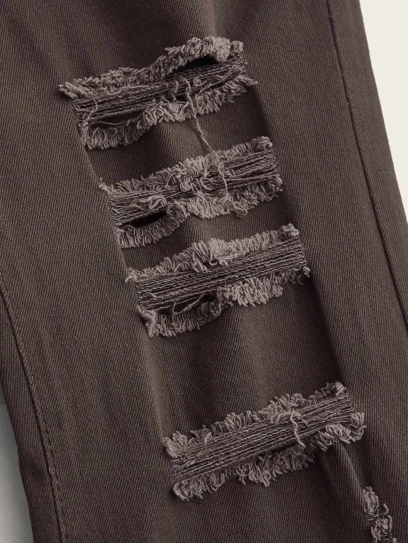 CM-BS258088 Women Preppy Seoul Style High Waist Ripped Raw Hem Flare Leg Jeans - Chocolate Brown