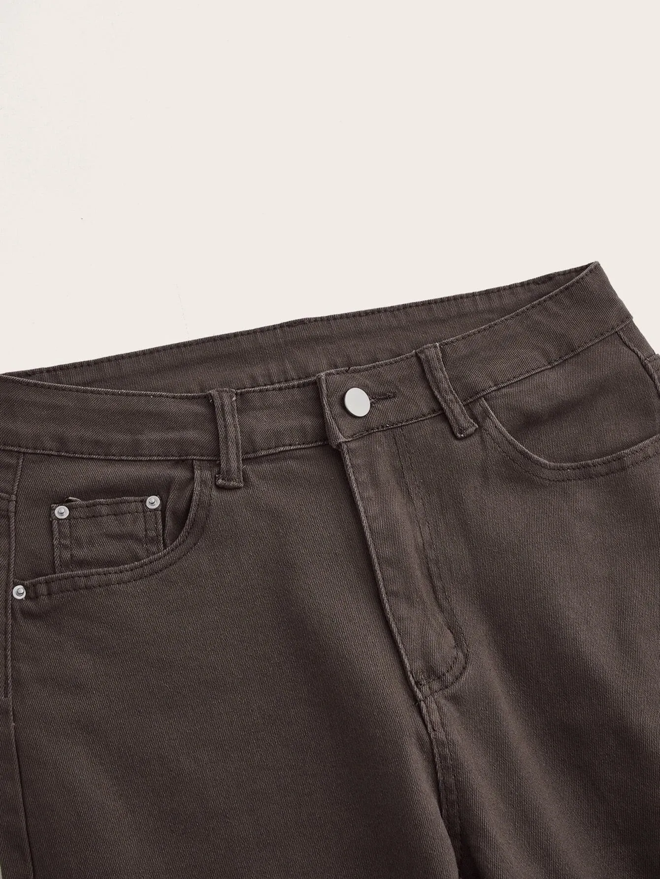 CM-BS258088 Women Preppy Seoul Style High Waist Ripped Raw Hem Flare Leg Jeans - Chocolate Brown