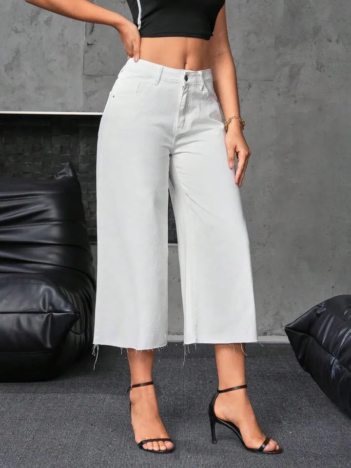 CM-BS756860 Women Casual Seoul Style Bow Embroidered Decoration Wide Leg Jeans - White
