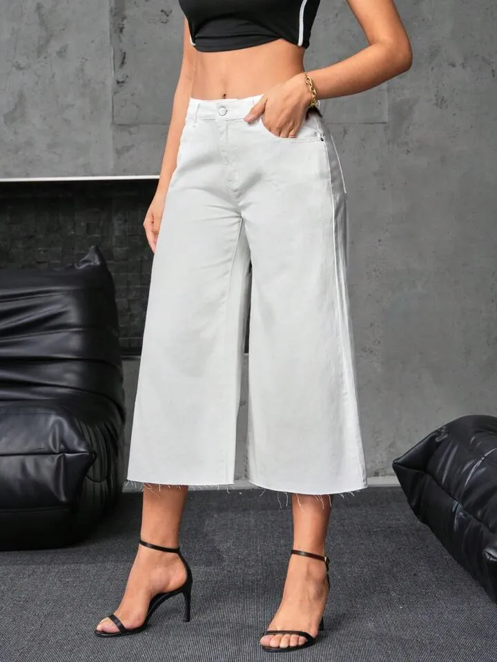 CM-BS756860 Women Casual Seoul Style Bow Embroidered Decoration Wide Leg Jeans - White