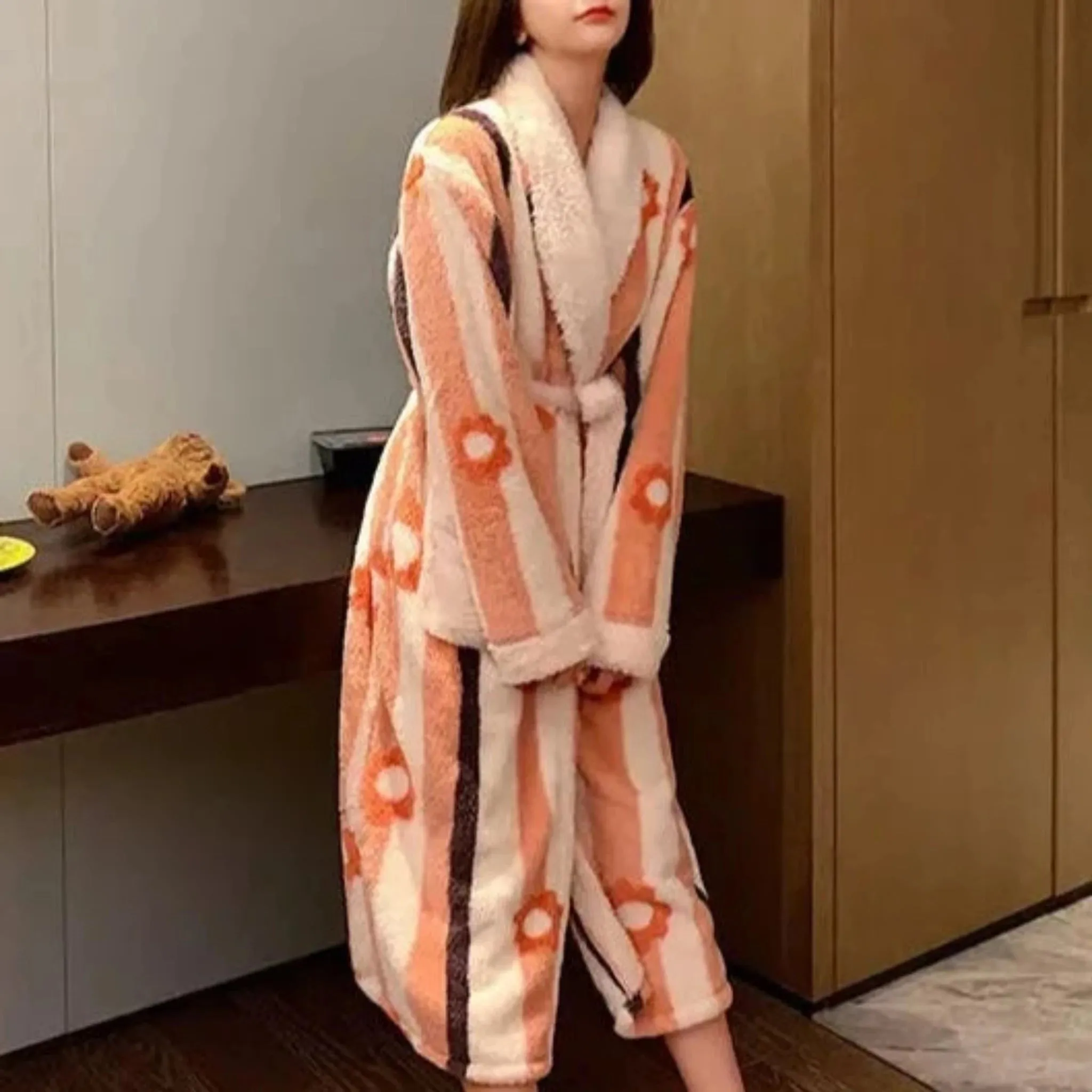 Coral Fleece Bathrobe Pajamas