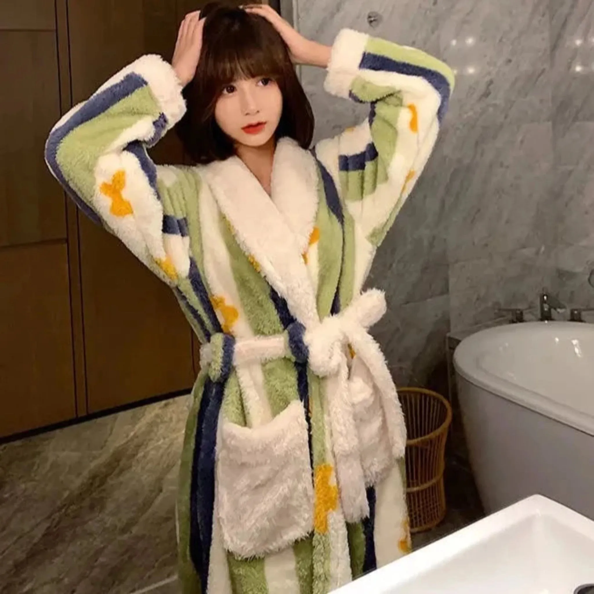 Coral Fleece Bathrobe Pajamas