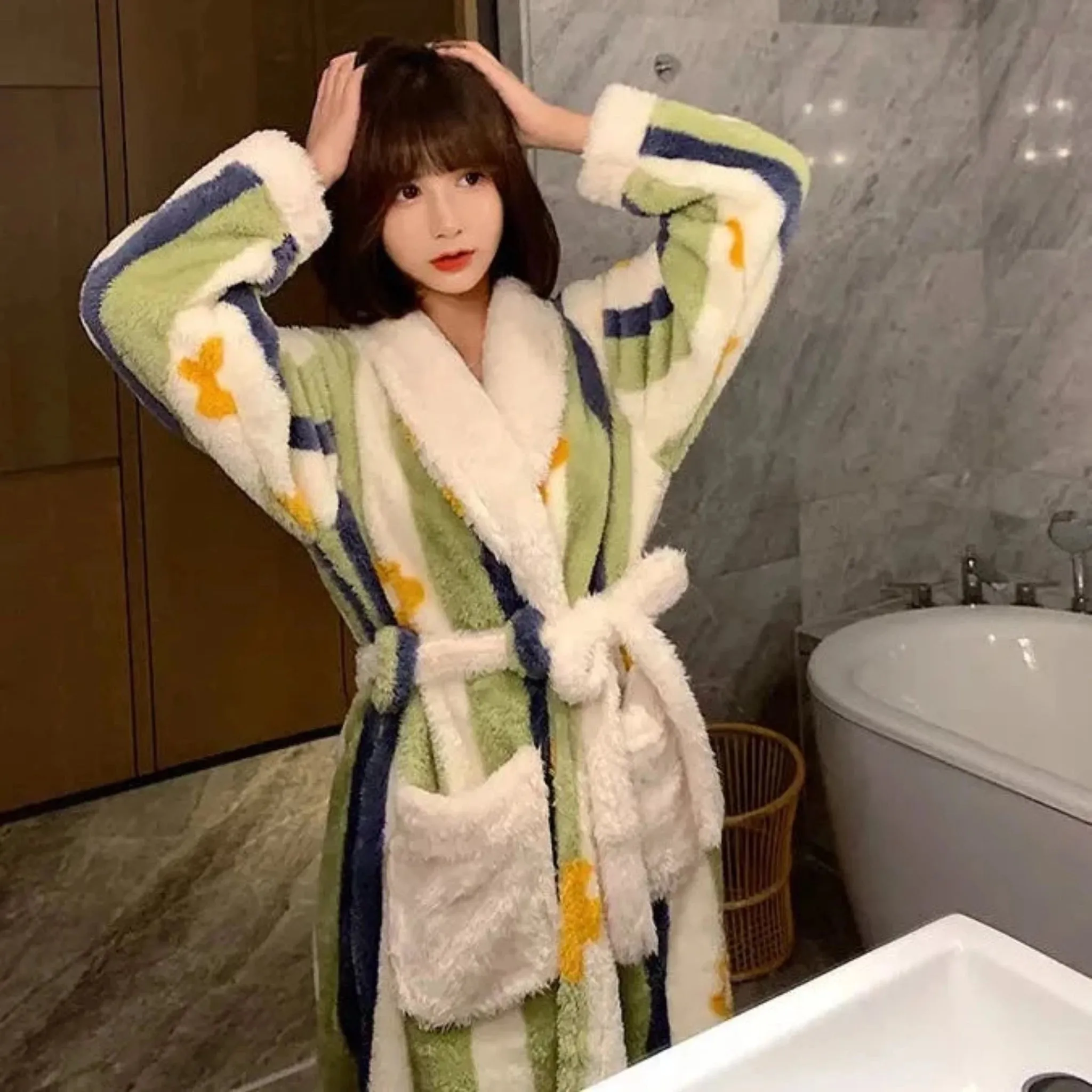 Coral Fleece Bathrobe Pajamas