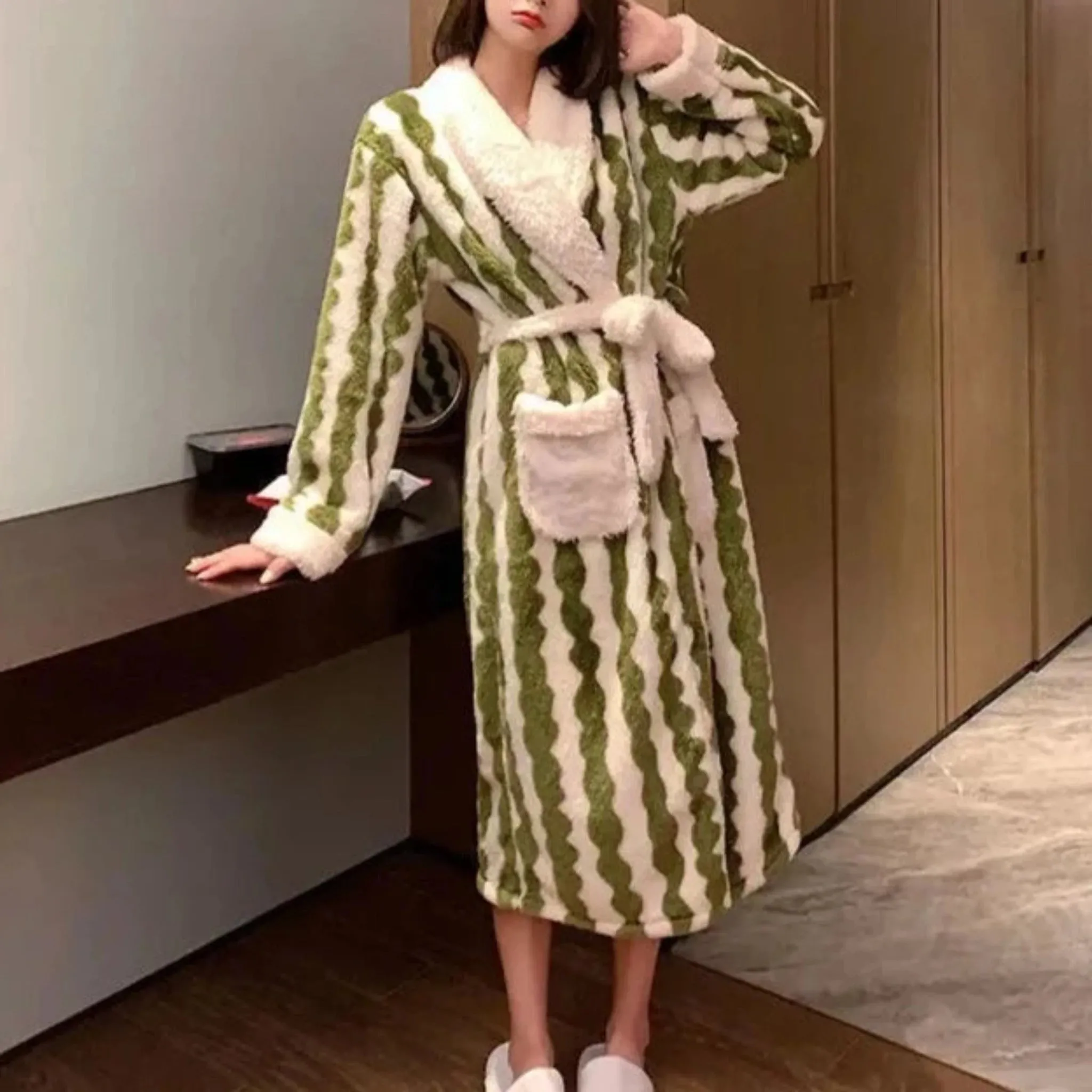 Coral Fleece Bathrobe Pajamas
