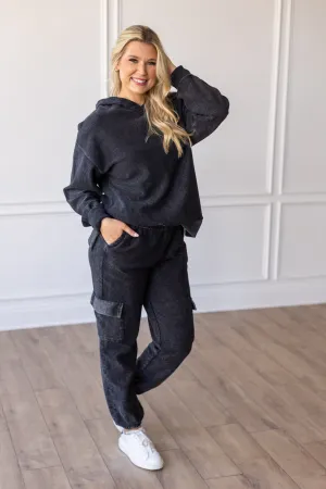 CORDED JOGGER - WASHED BLACK - INSTOCK