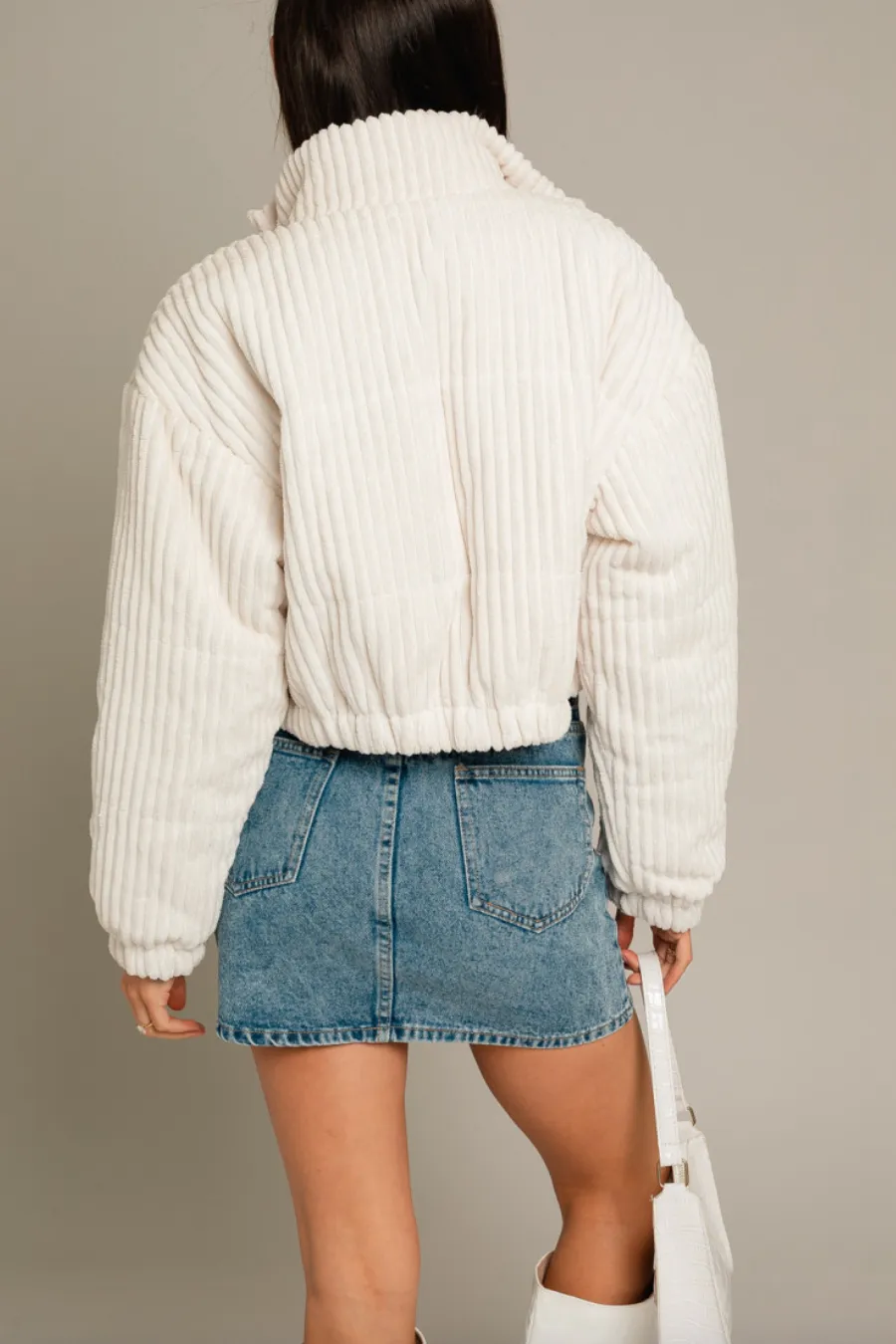 Corduroy Crop Puffer Jacket