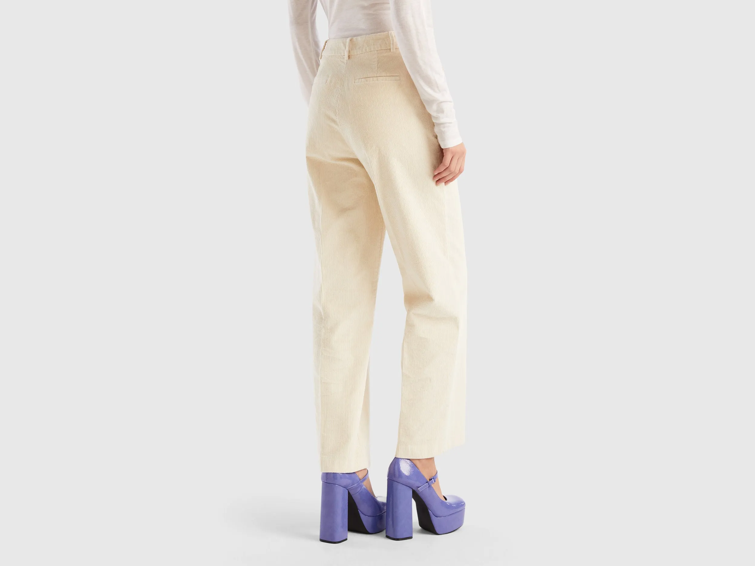 Corduroy Fabric Beige Pants