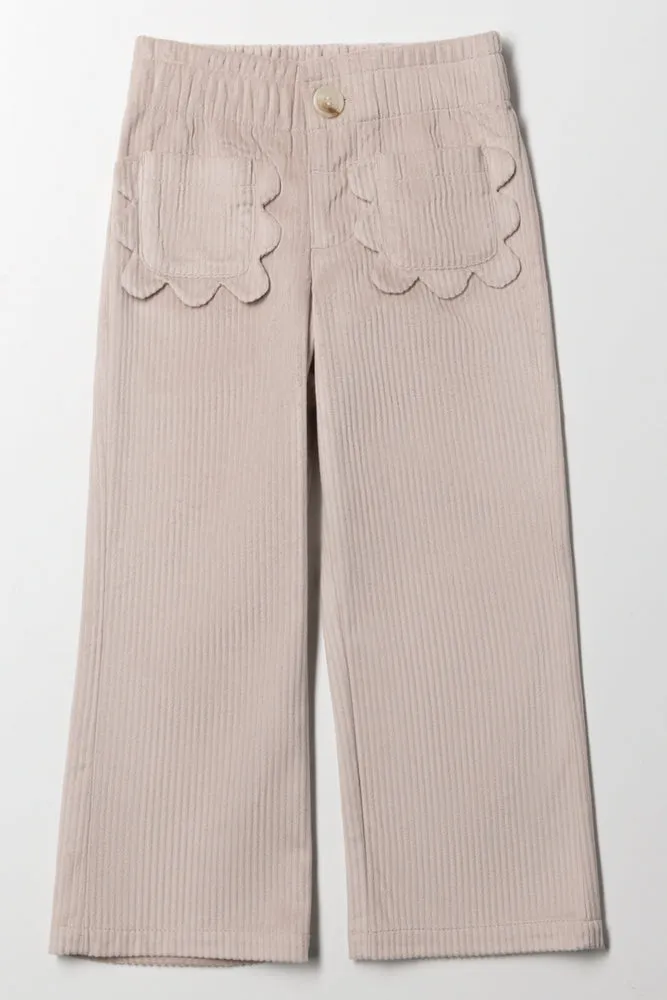Corduroy Flower Pants Cream