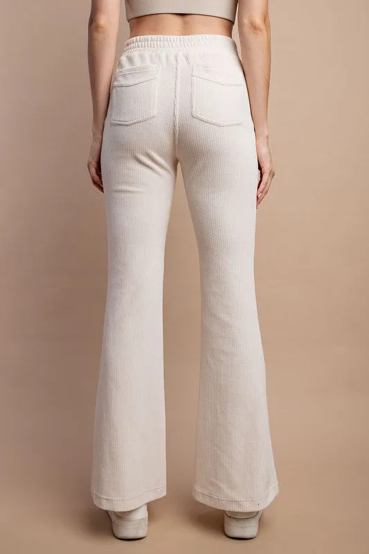 CORDUROY PIN TUCK FLARED PANTS (part of a set)