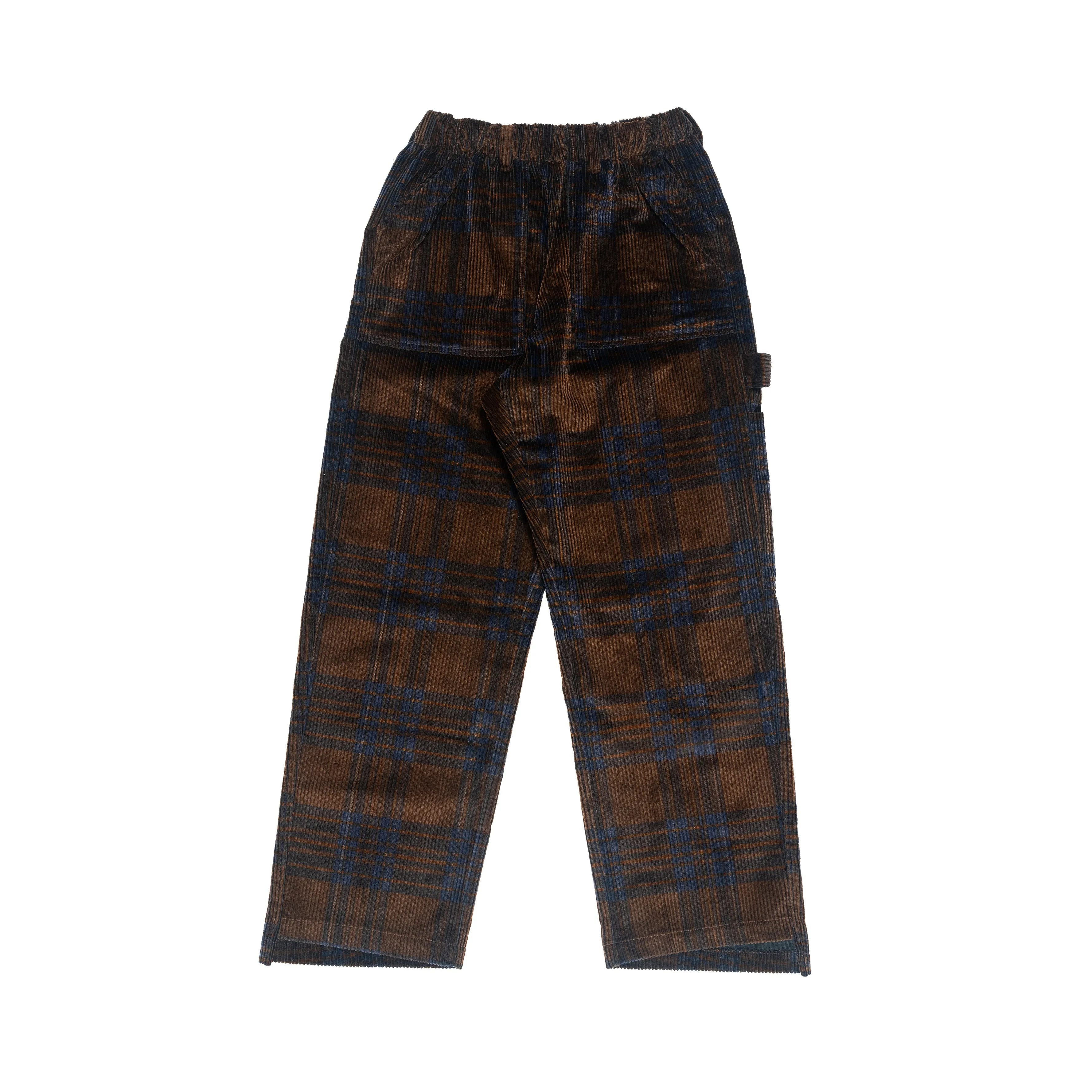 Corduroy Plaid deep cut Amor Pants Brown