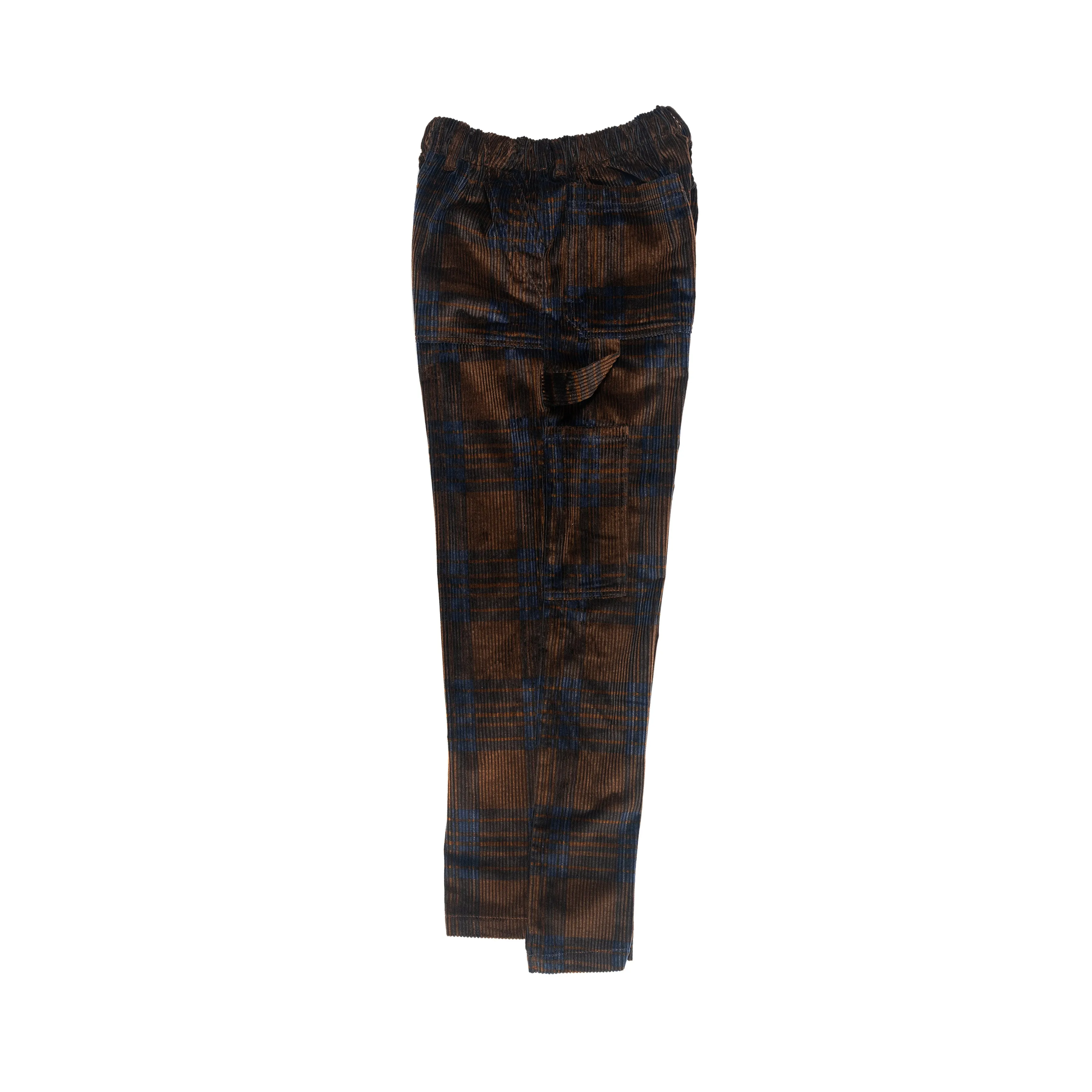 Corduroy Plaid deep cut Amor Pants Brown