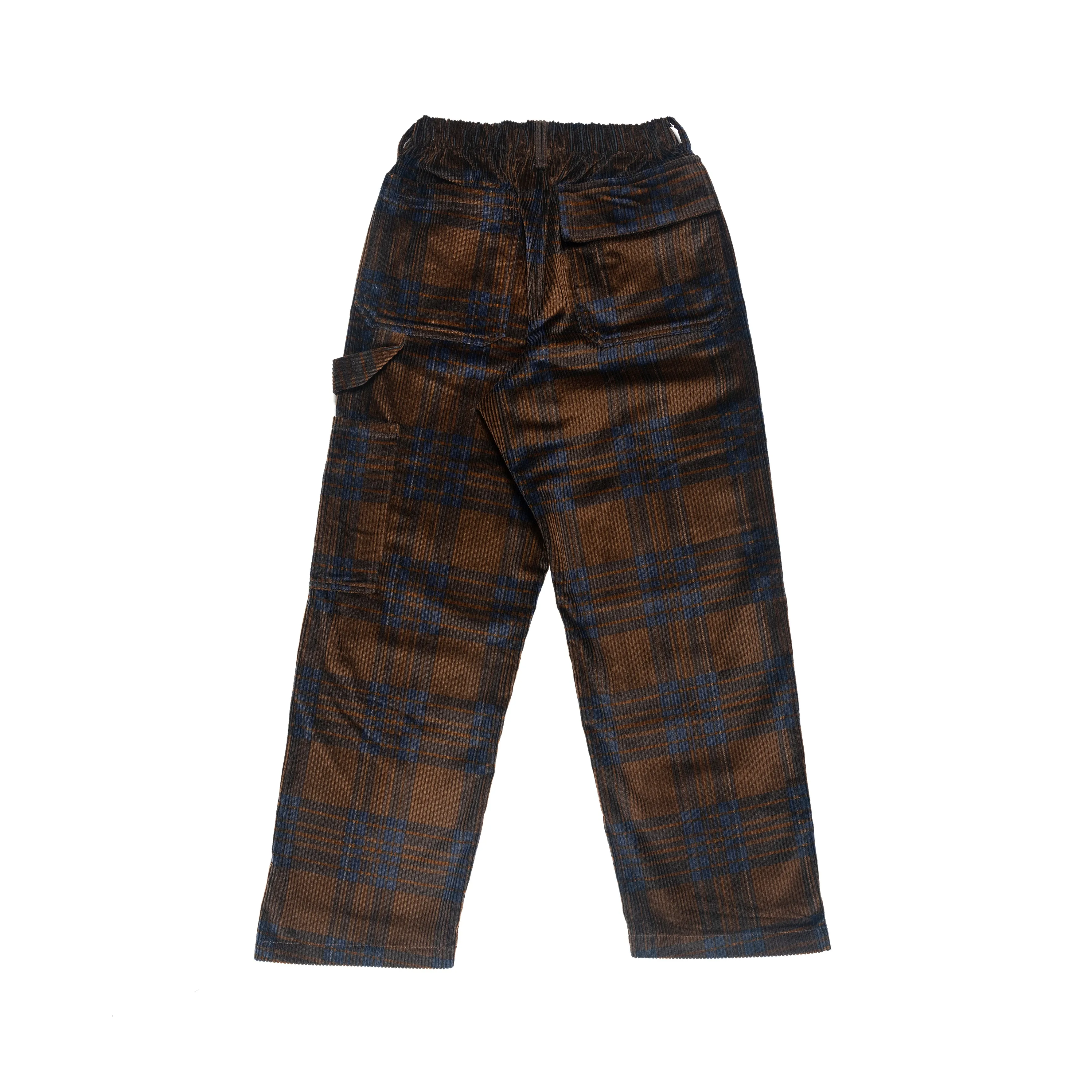 Corduroy Plaid deep cut Amor Pants Brown