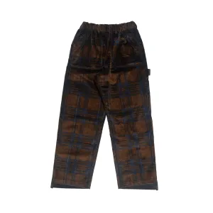 Corduroy Plaid deep cut Amor Pants Brown