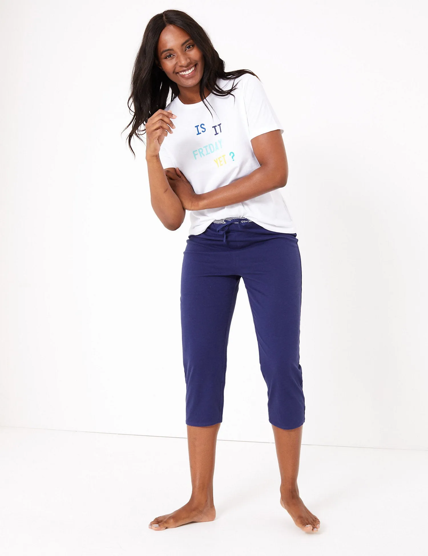 Cotton Cropped Pyjama Bottoms