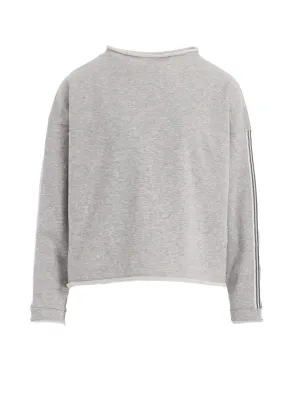 COTTON FLEECE   STRIPE RIBBON PULLOVER