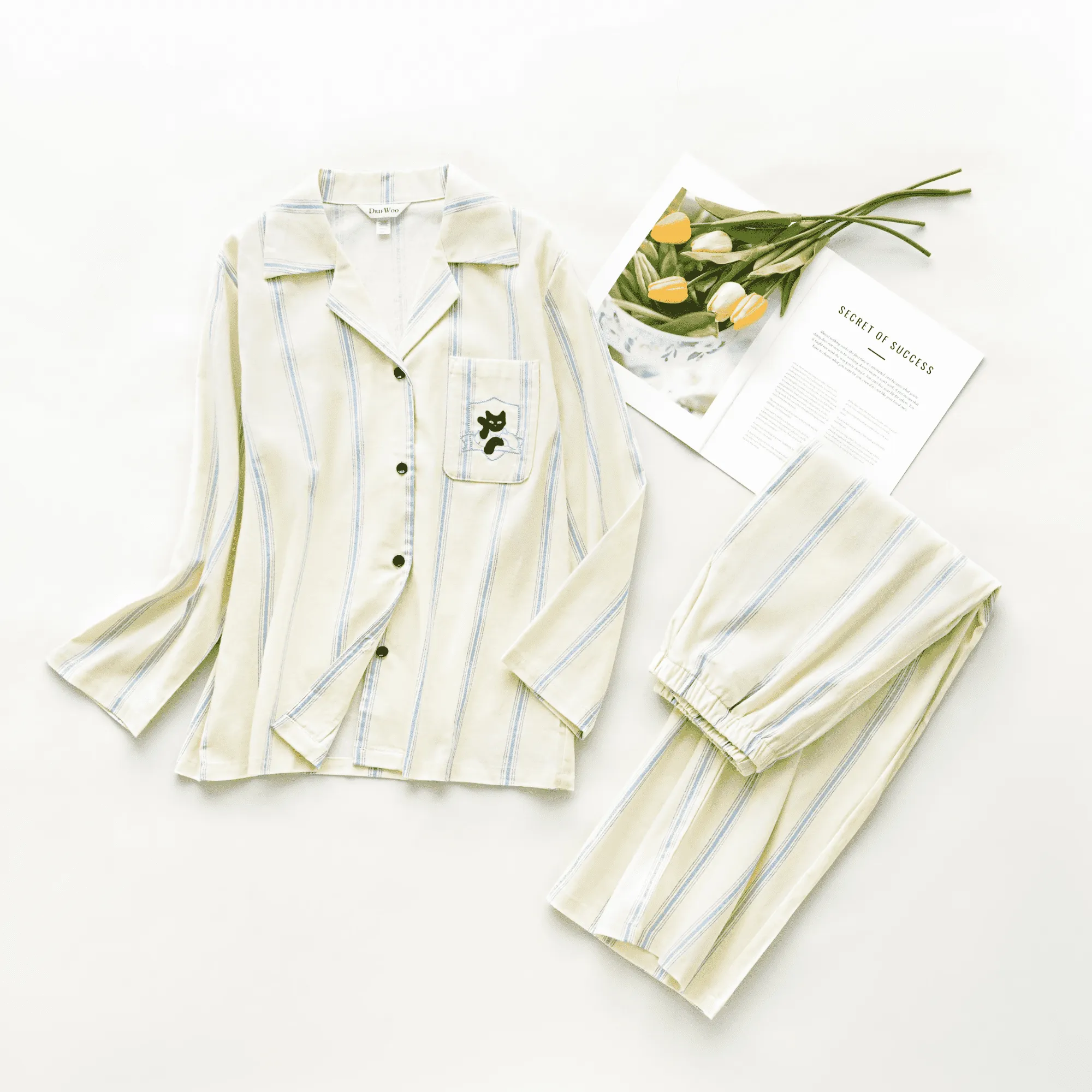 Cotton Striped Loungewear Set – Comfortable & Cozy