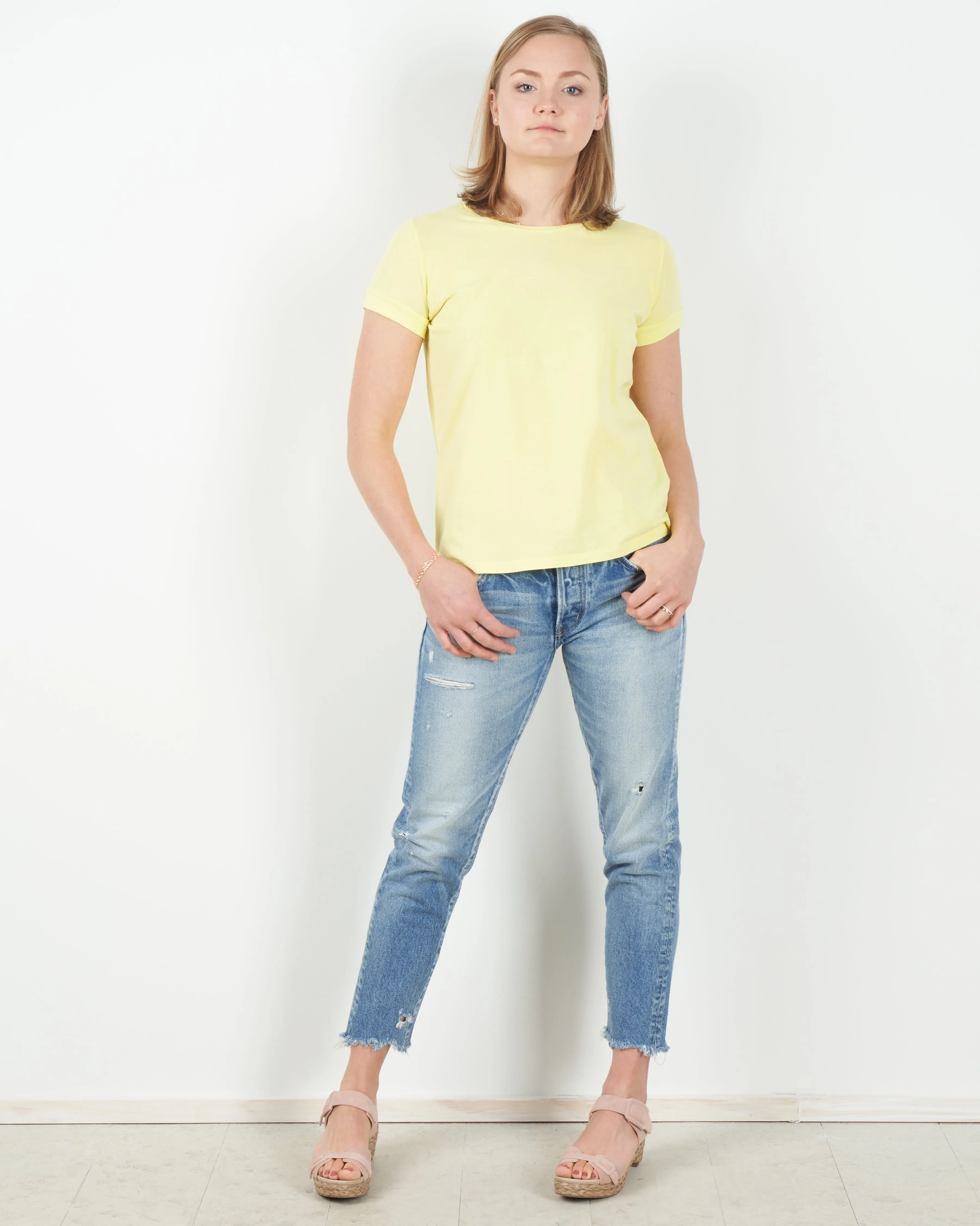 cotton/elastane short-sleeve crew - mimosa