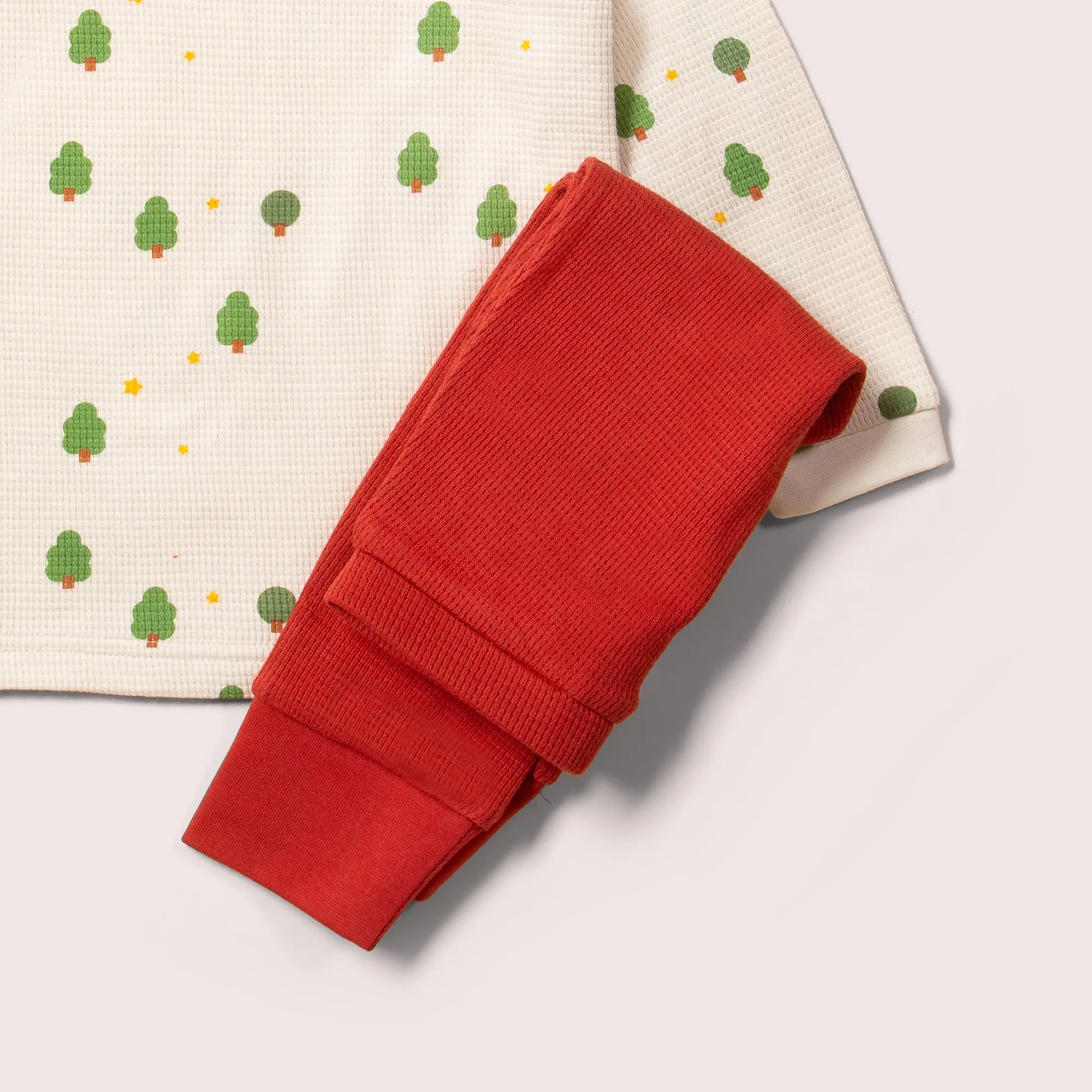 Cream Winter Trees Organic Waffle T-Shirt & Jogger Playset