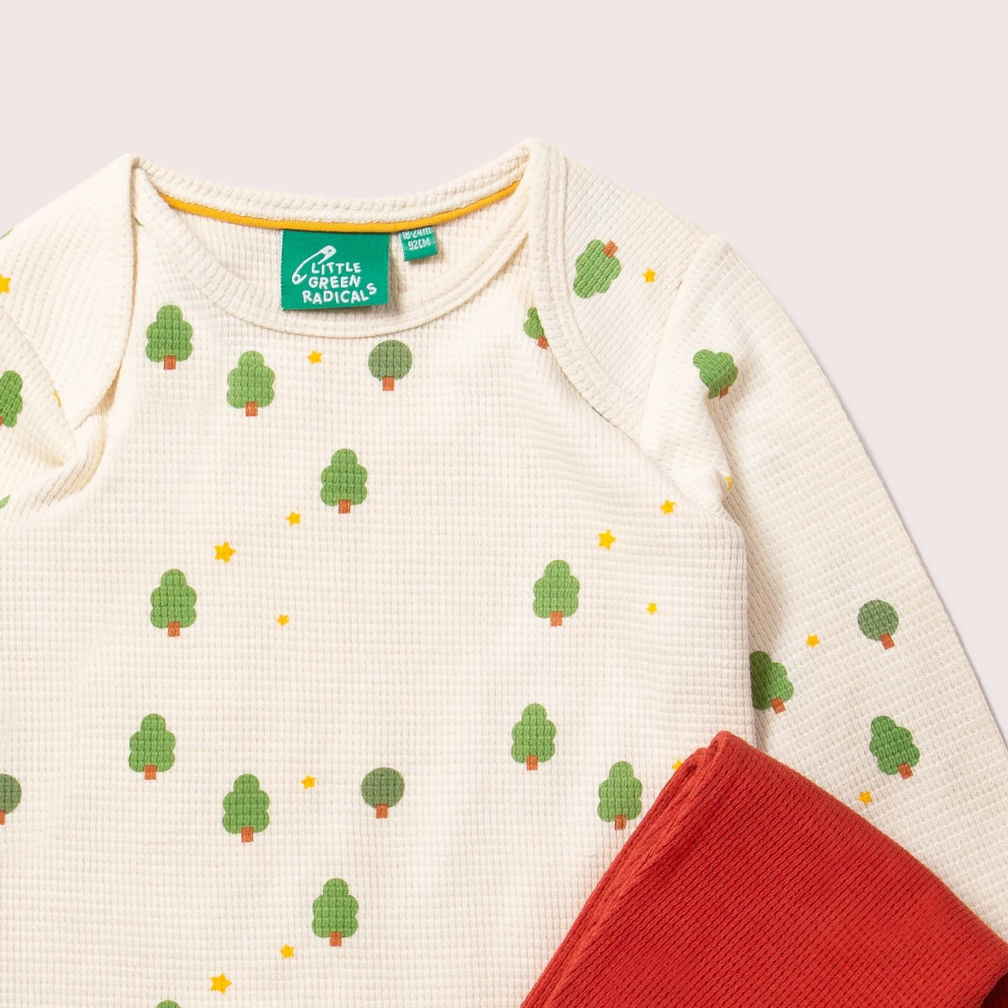 Cream Winter Trees Organic Waffle T-Shirt & Jogger Playset