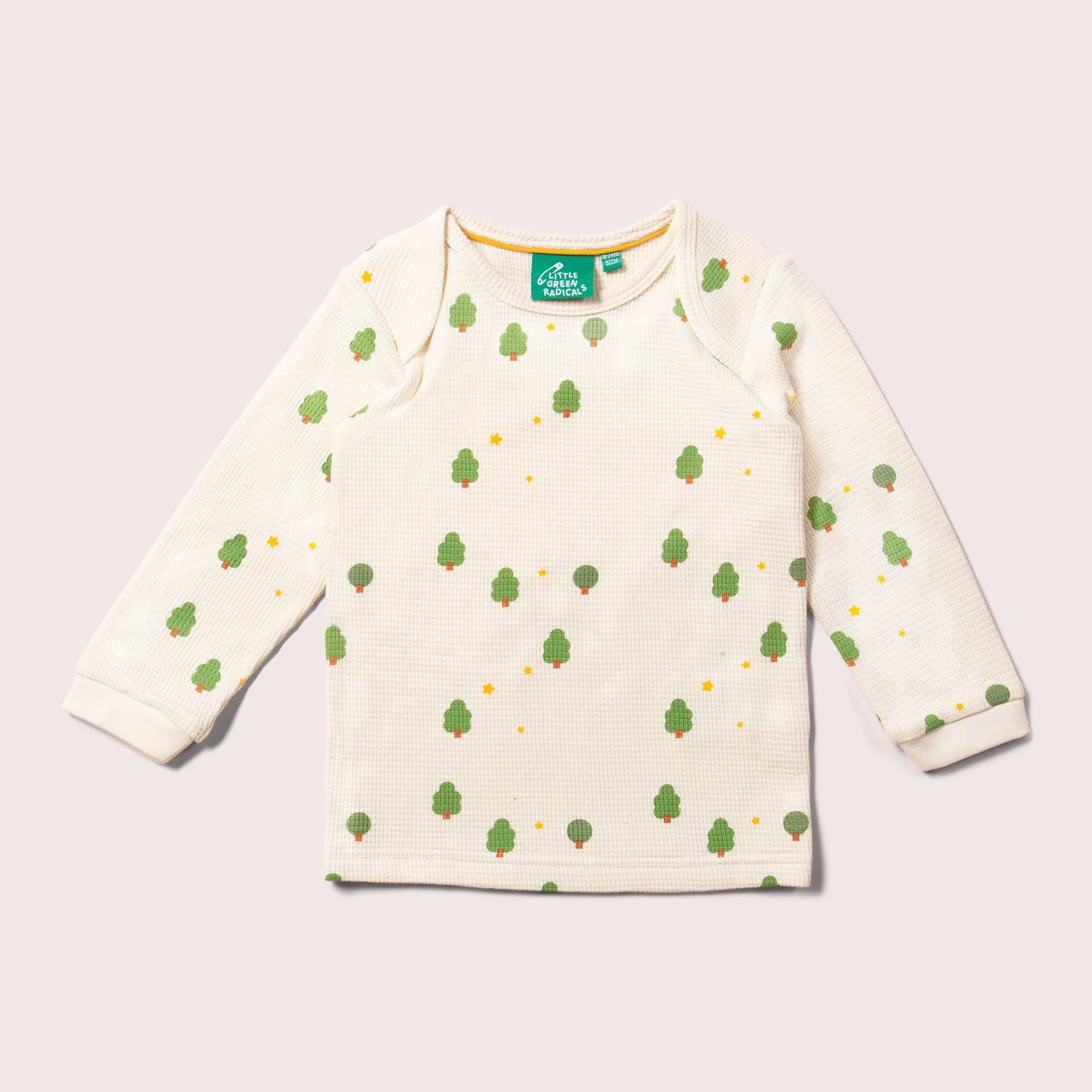 Cream Winter Trees Organic Waffle T-Shirt & Jogger Playset