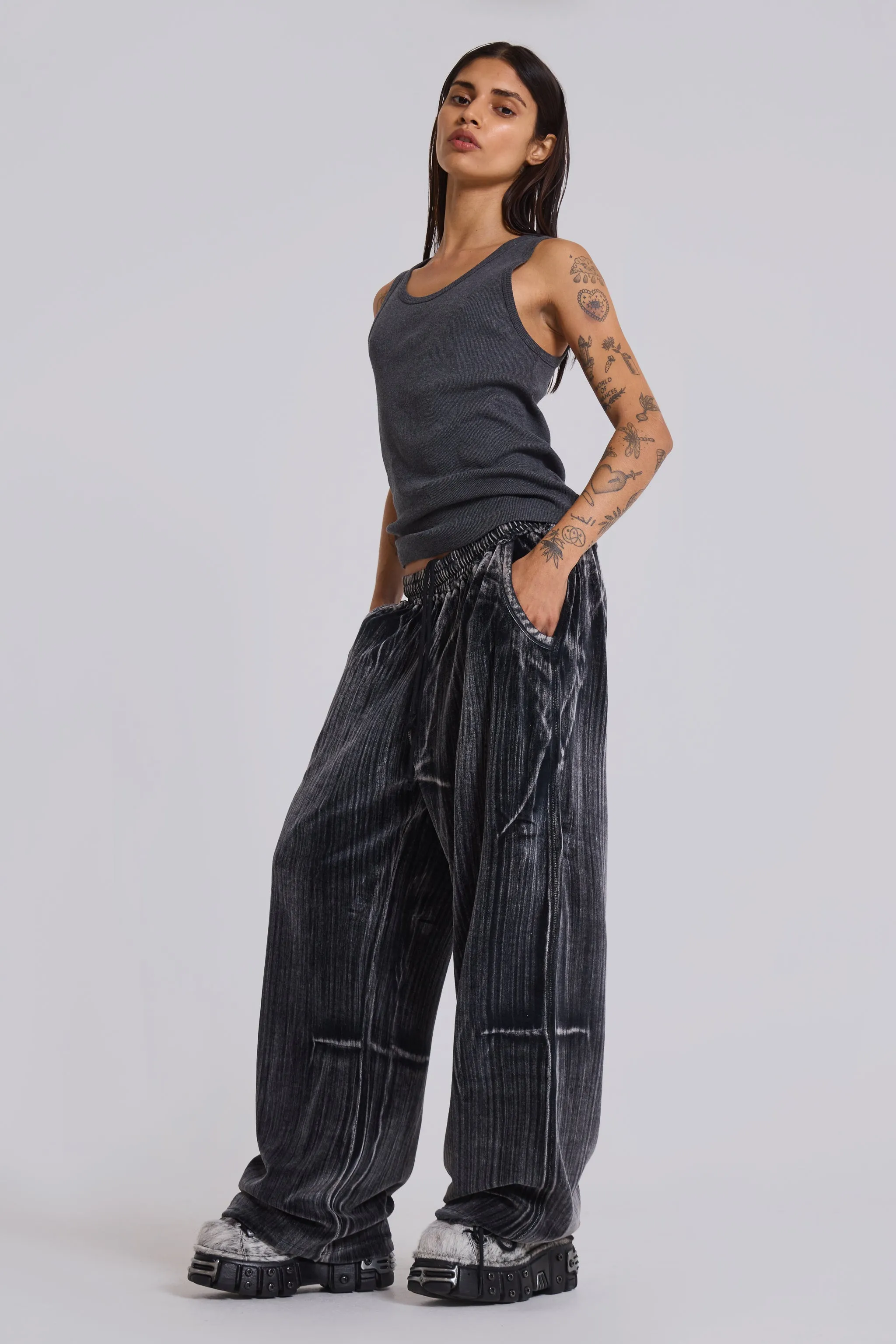 Crease Velour Baggy Monster Joggers