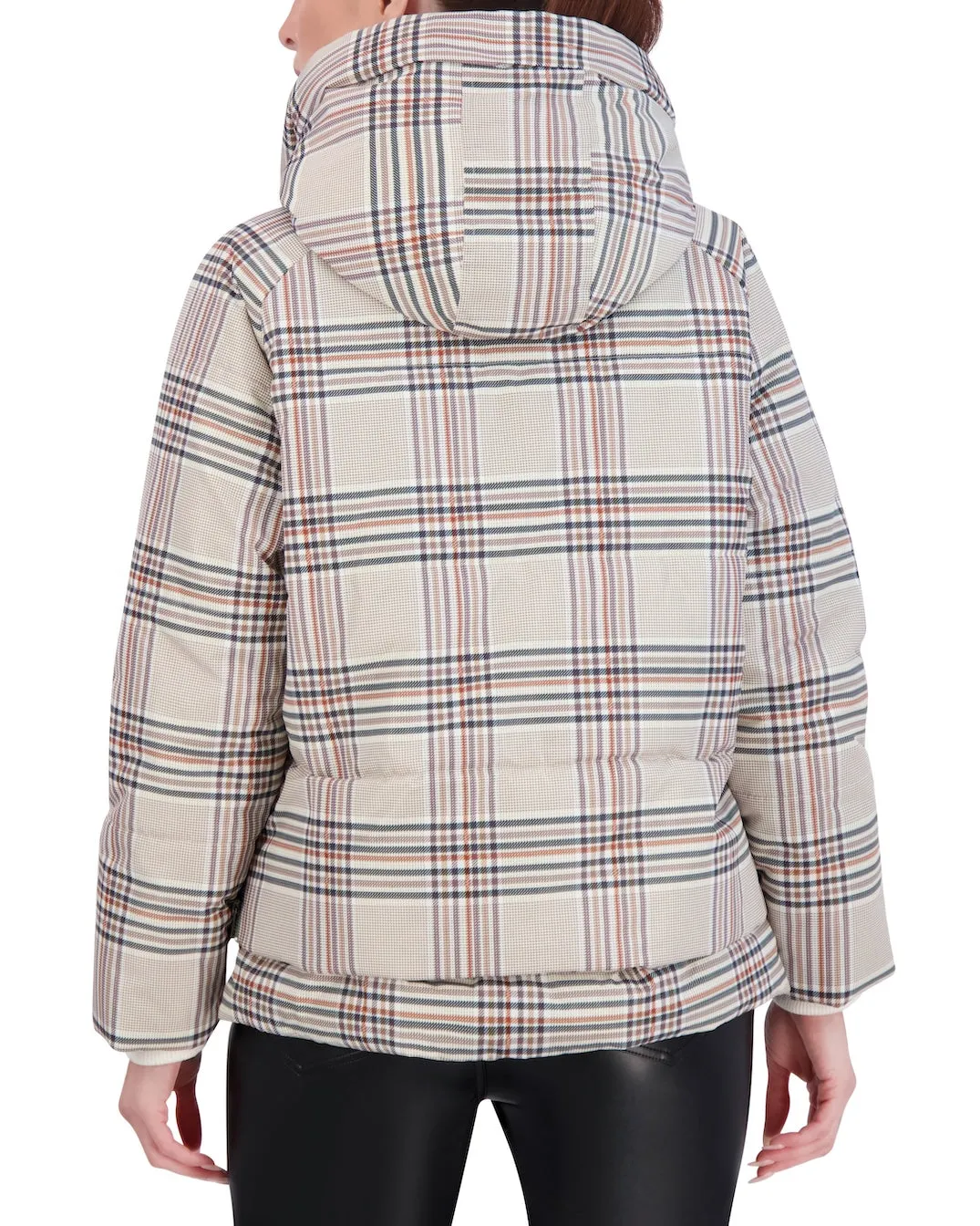 Cropped Plaid Utility Puffer