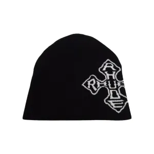 CROSS LOGO KNITTED BEANIE BLACK