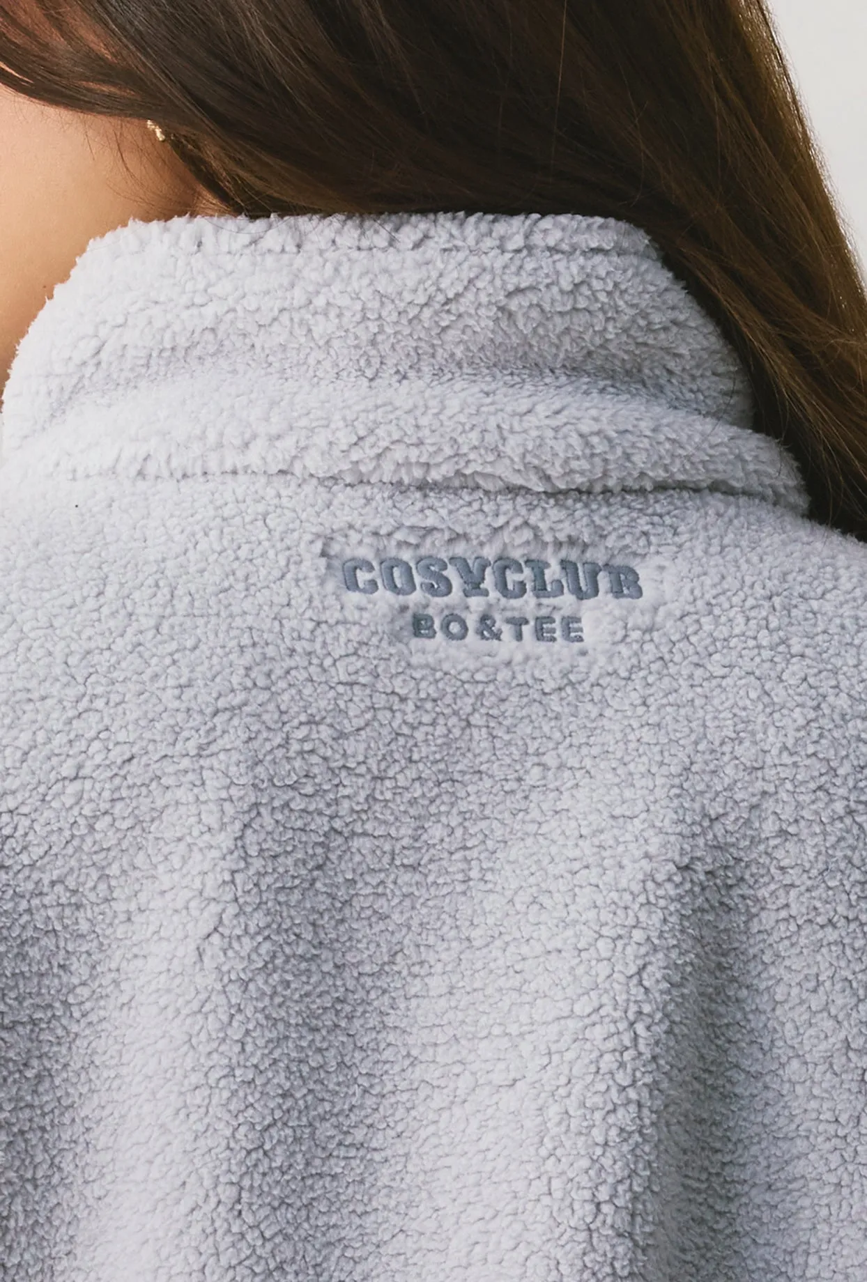 Cushy - Oversized Fleece Zip Up Jacket in Fog