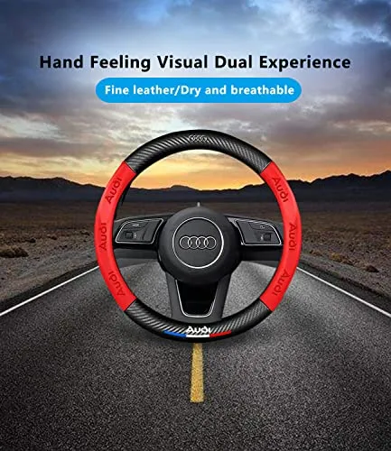 Custom-Fit Steering Wheel Cover for Audi. Car Steering Wheel Covers Auto Interior Accessories, Anti Slip & Odor Free, Designed Accessories for Audi (Red, For Audi)