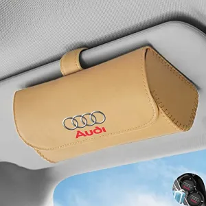 Custom for Audi Sunglasses Holder, Car Sunglasses Organizer Visor Accessories Adsorption Glasses Organizer, Specially Designed for Audi Accessories (Beige,for Audi)