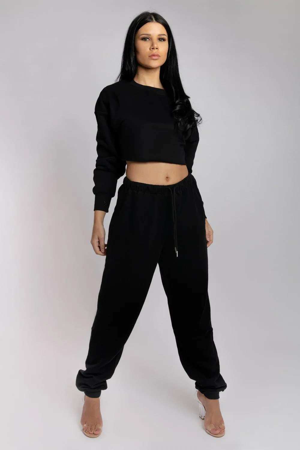 CXIX Oversized Cropped Jumper - Black