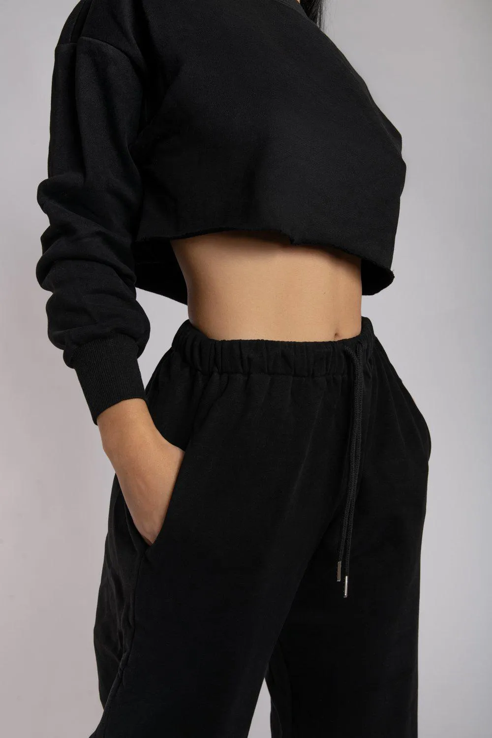 CXIX Oversized Cropped Jumper - Black