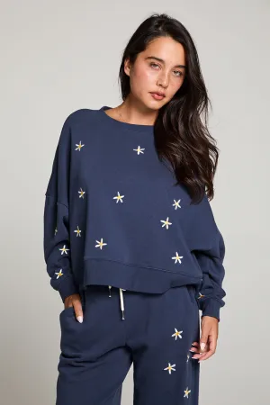 Daisy Embroidery Long Sleeve Pullover