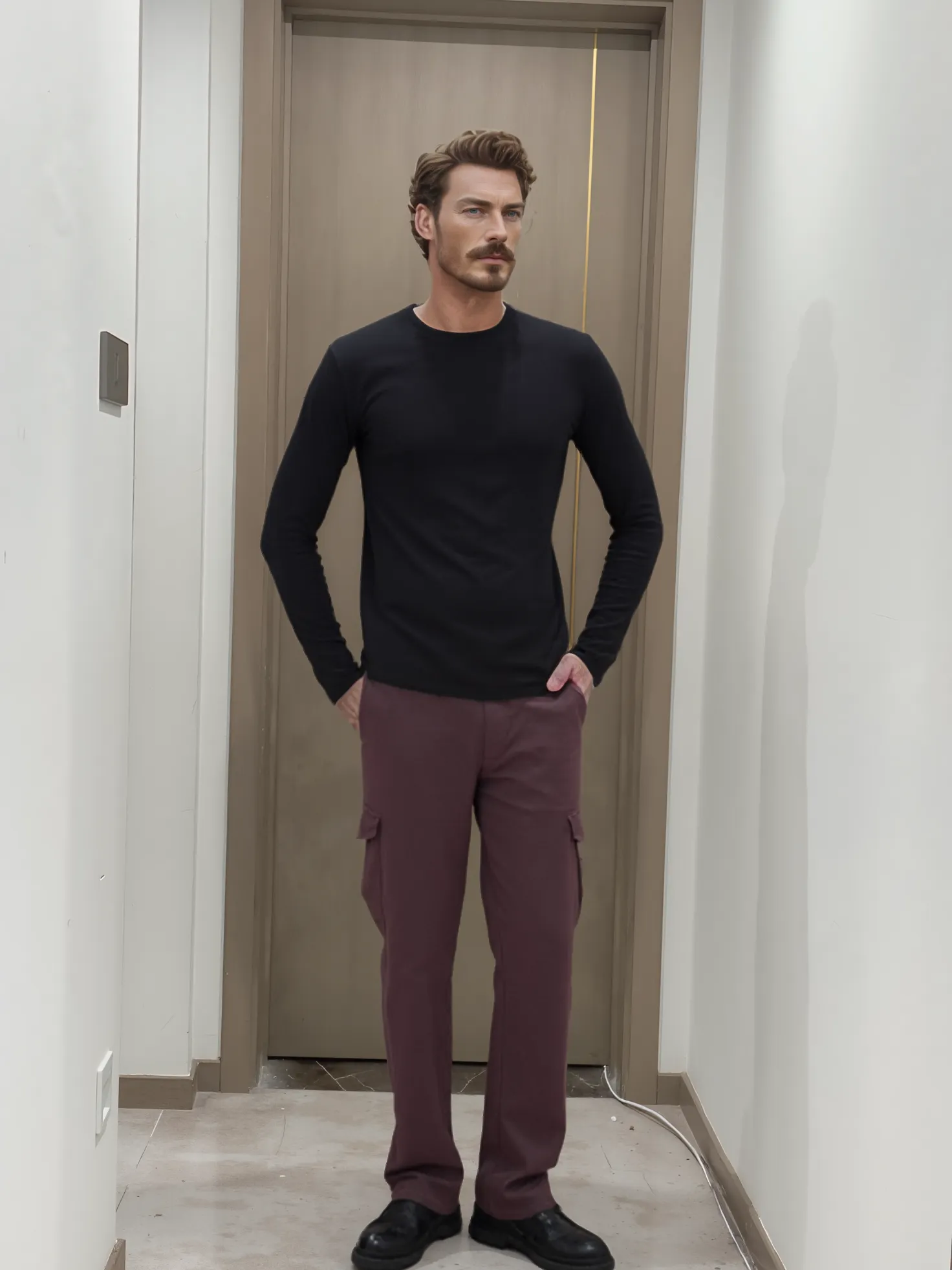 Dark Brown Unisex Corduroy Cargo Pants