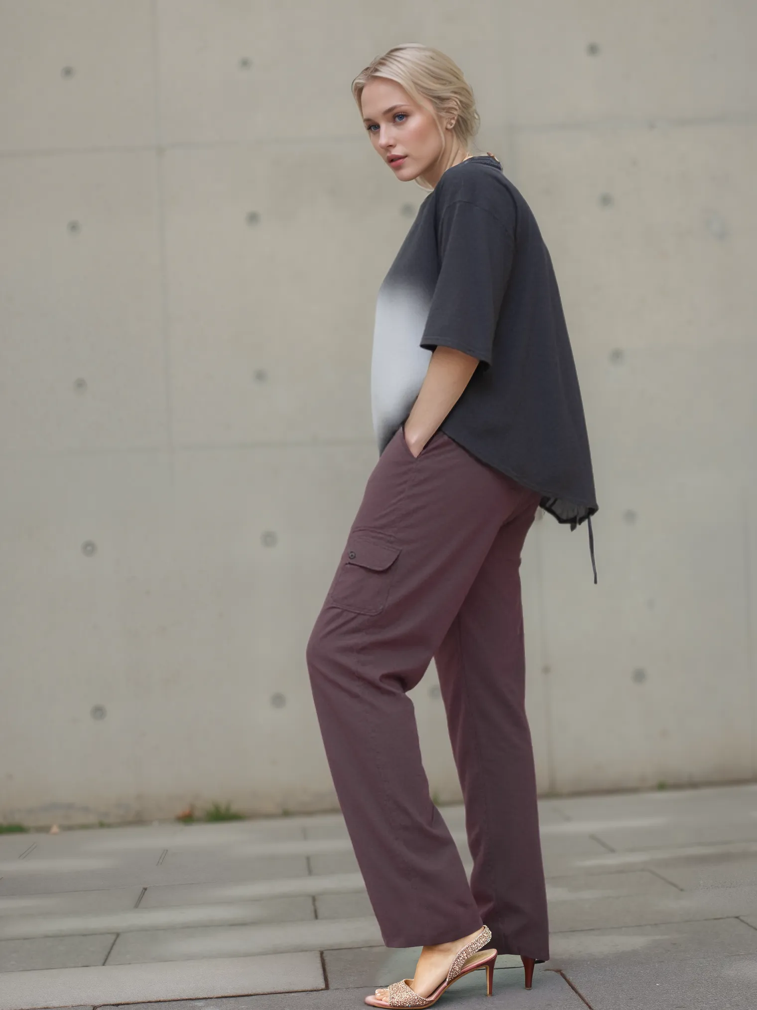 Dark Brown Unisex Corduroy Cargo Pants