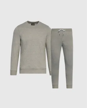 Dark Heather Gray Fleece Crew and Jogger 2-Pack