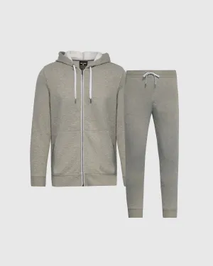 Dark Heather Gray Full Zip Fleece Hoodie & Jogger 2-Pack