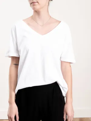 deep v-neck tee - white