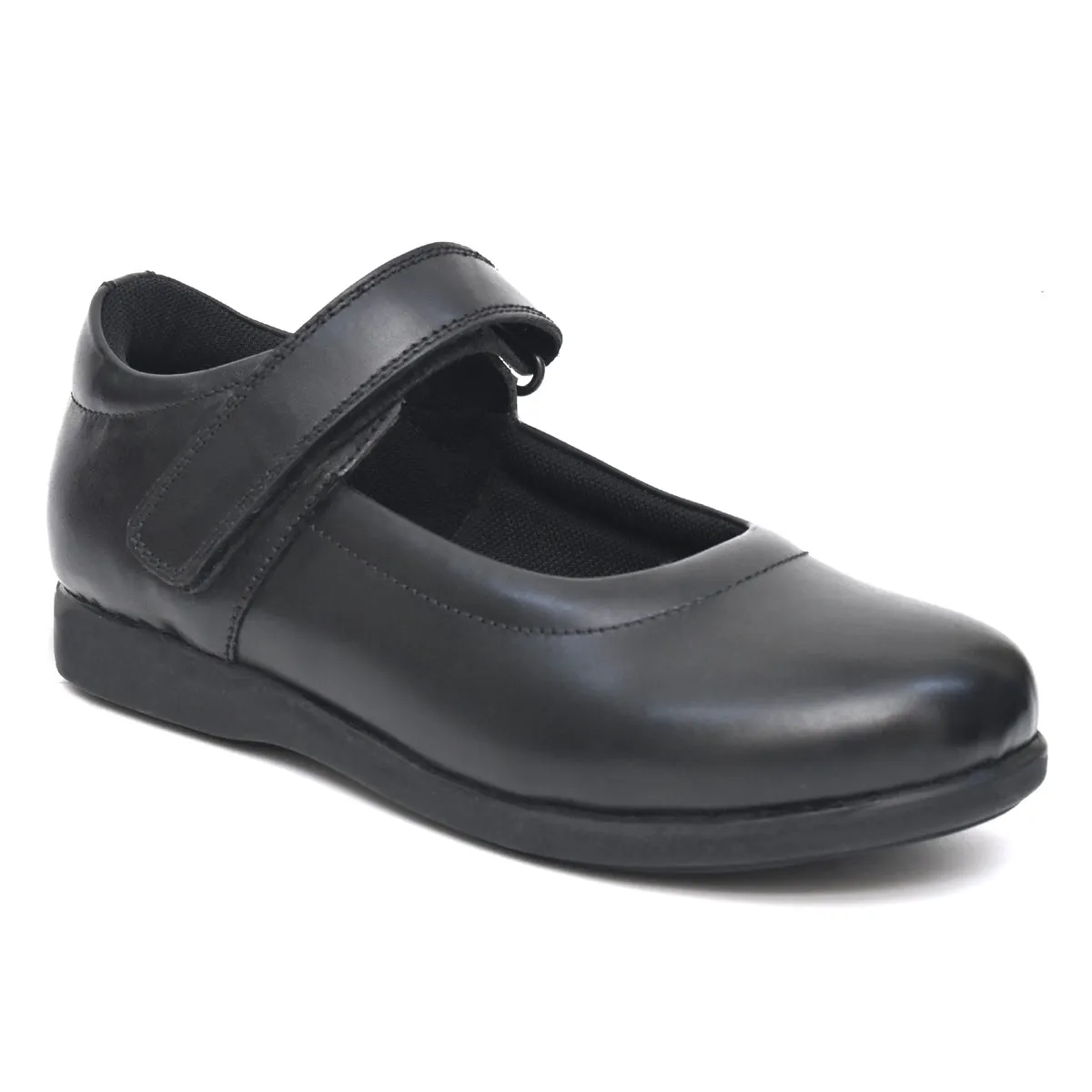 DELIA Genuine Leather Black Dual Size technology School Shoes for Girls