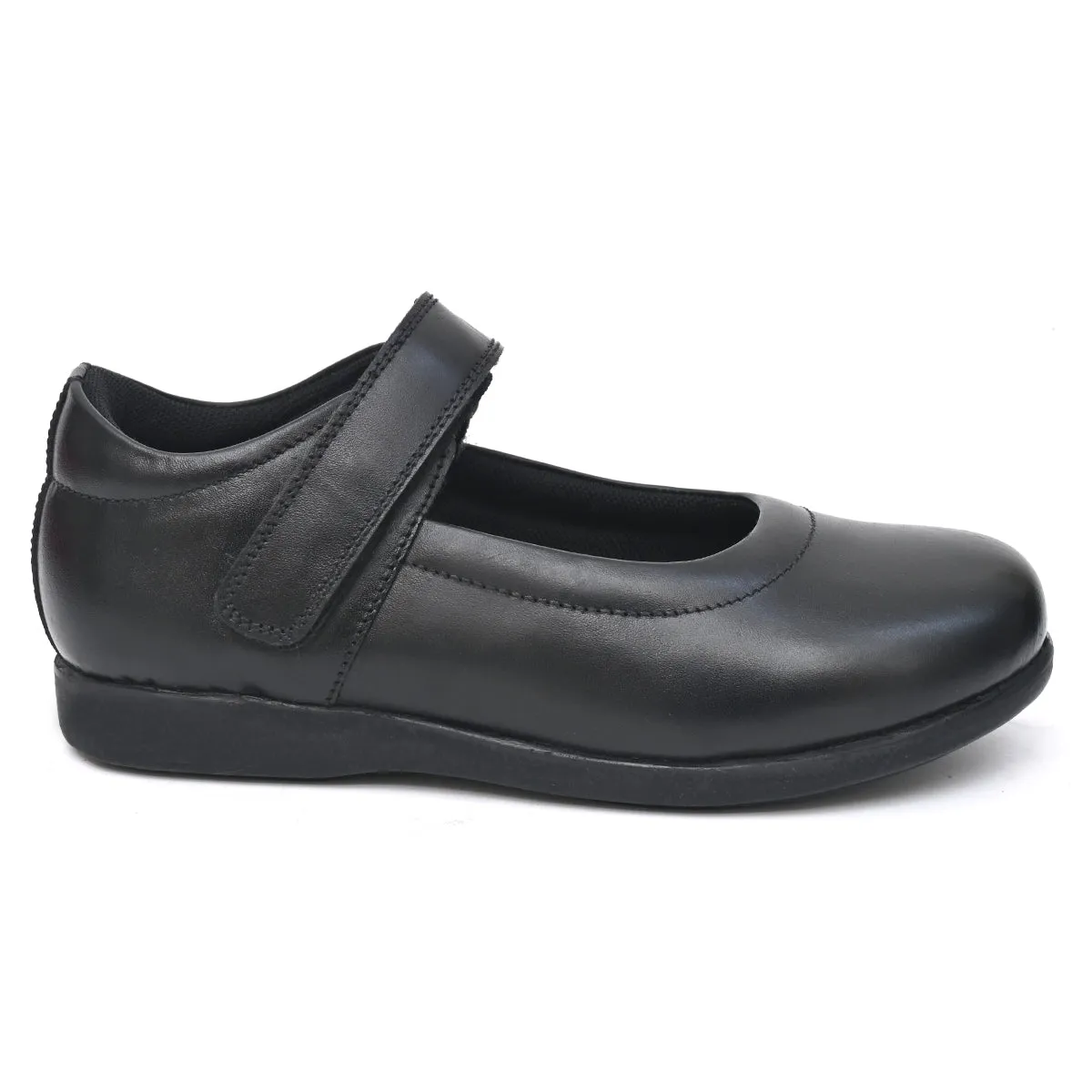 DELIA Genuine Leather Black Dual Size technology School Shoes for Girls
