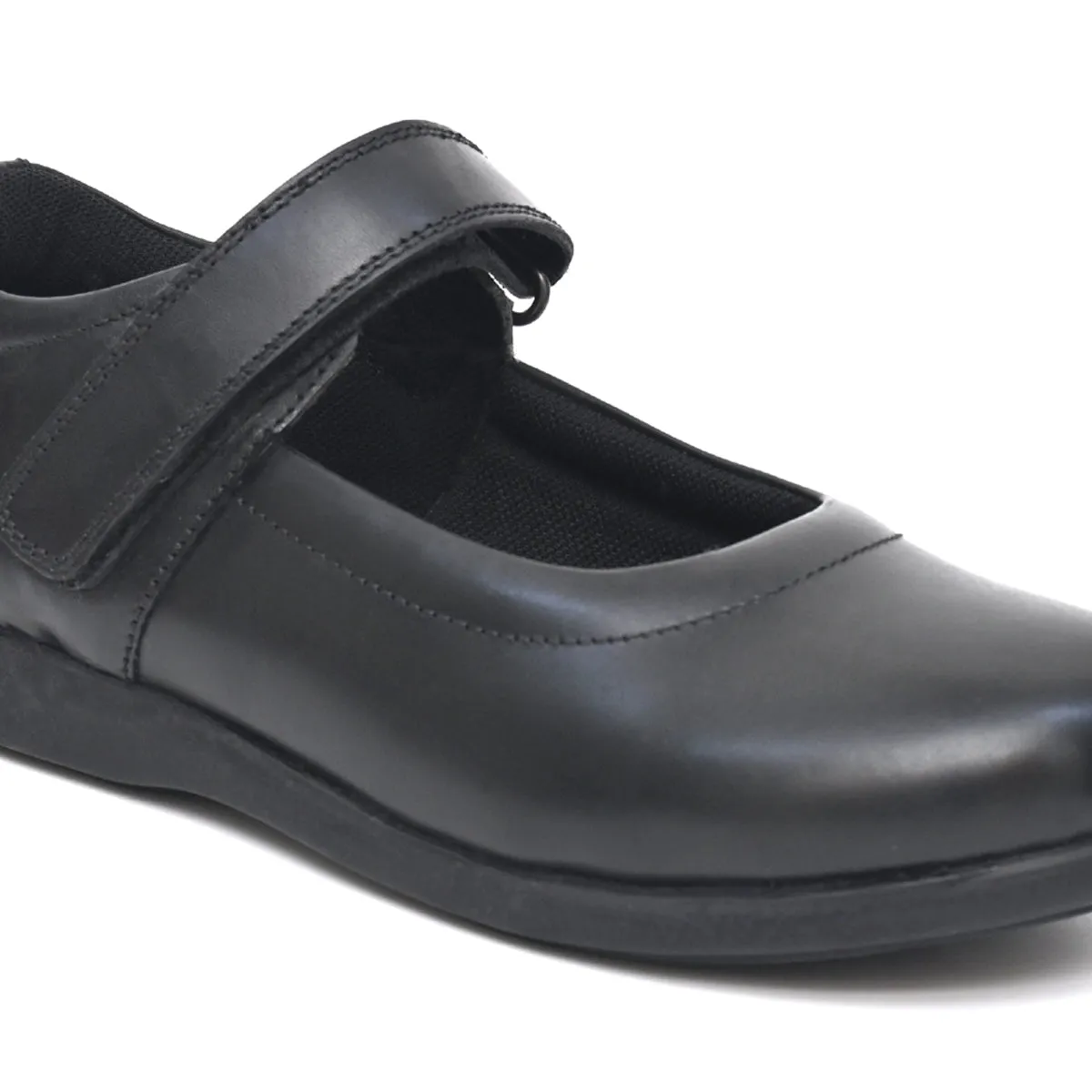DELIA Genuine Leather Black Dual Size technology School Shoes for Girls