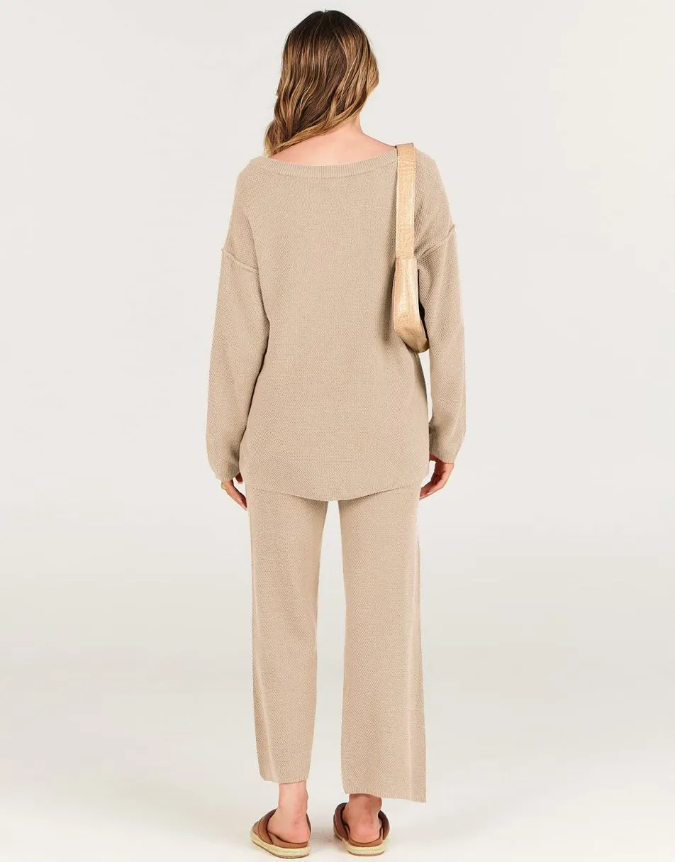 Demi - Lässiges Herbst Oversize Strick Loungewear Set für Damen