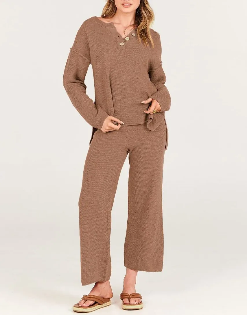 Demi - Lässiges Herbst Oversize Strick Loungewear Set für Damen