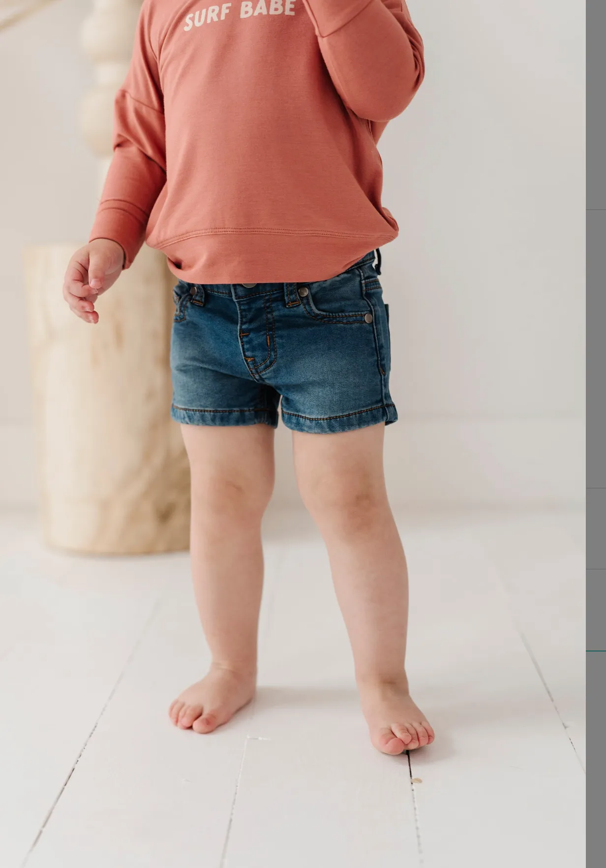 Denim Shorts in Mid Wash Blue