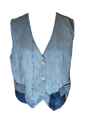 Denim Vest with Charcoal Sequin