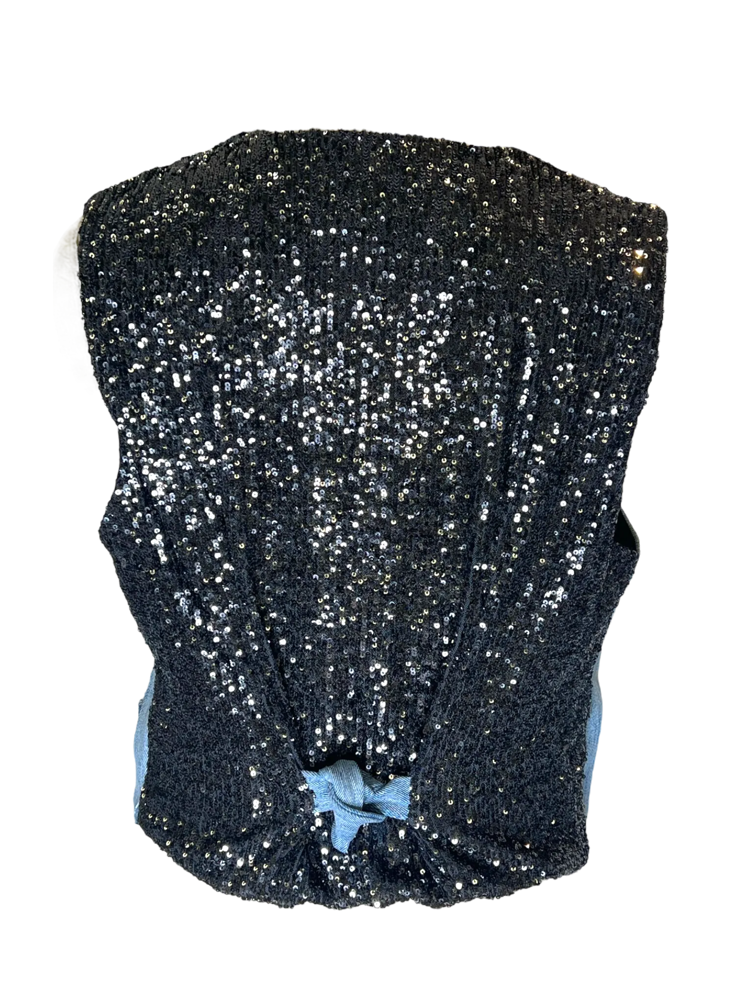 Denim Vest with Charcoal Sequin